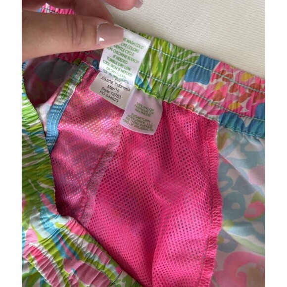 Lilly Pulitzer Women Nylon Luxletic Athletic Shorts in Bright Pink Blue Green XL - Picture 7 of 8